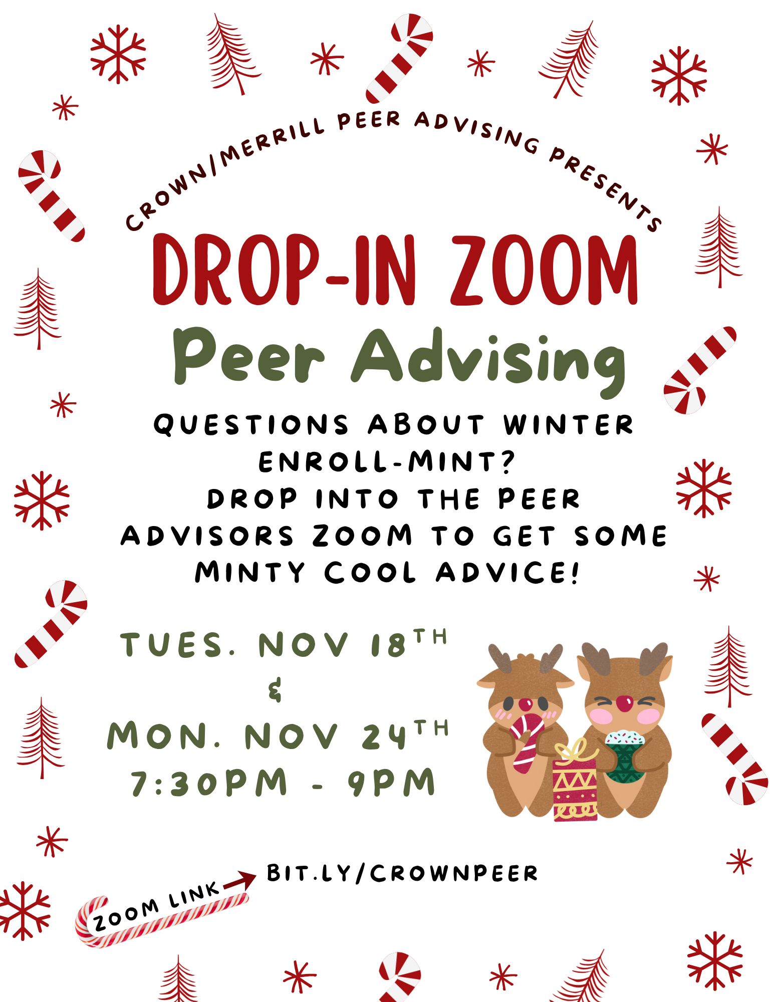 Crown/Merrill Peer Advising Presents . . .  DROP IN ZOOM