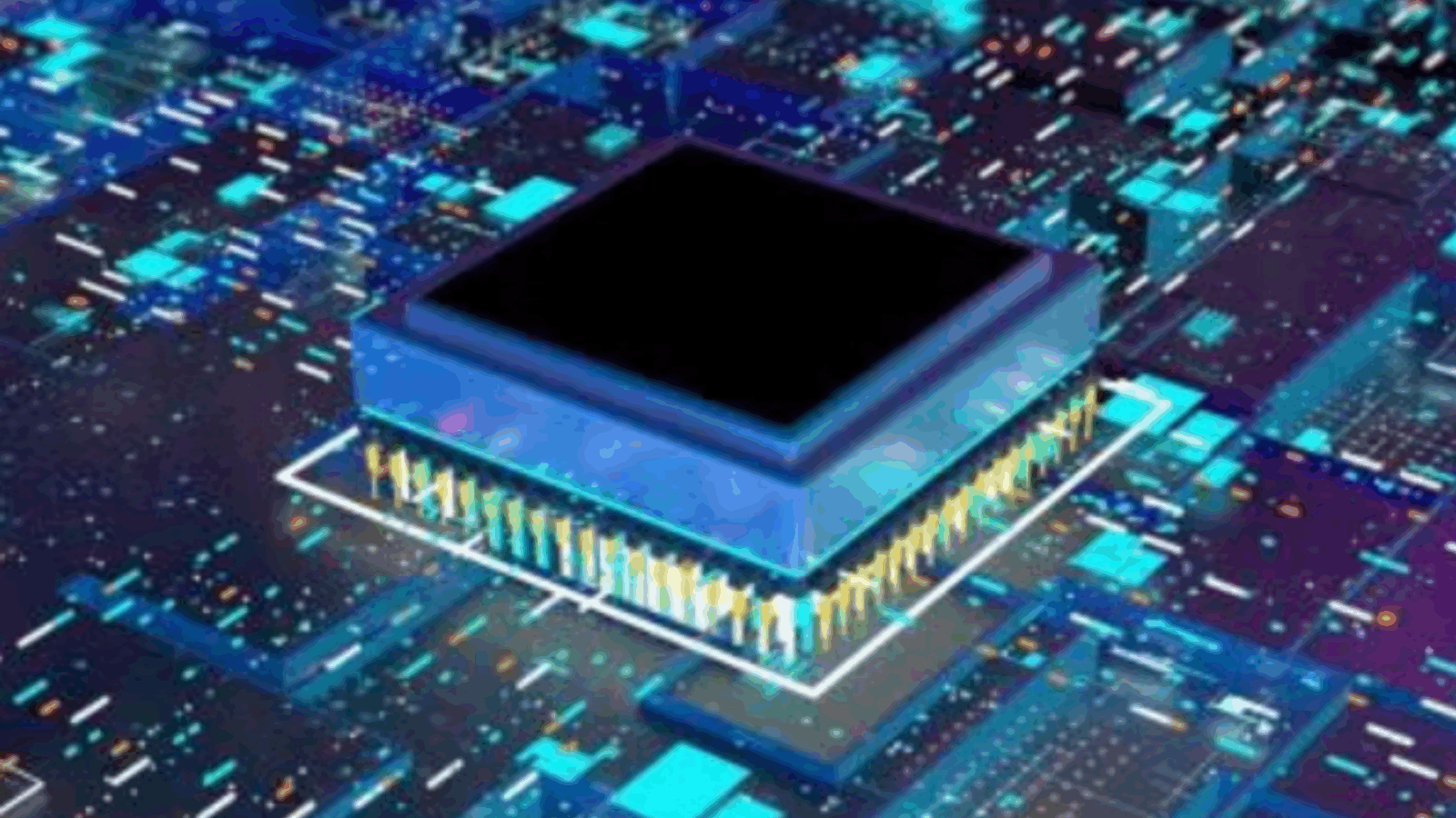 Blue and purple microchip.