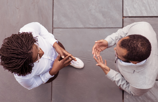 Two colleagues talking
