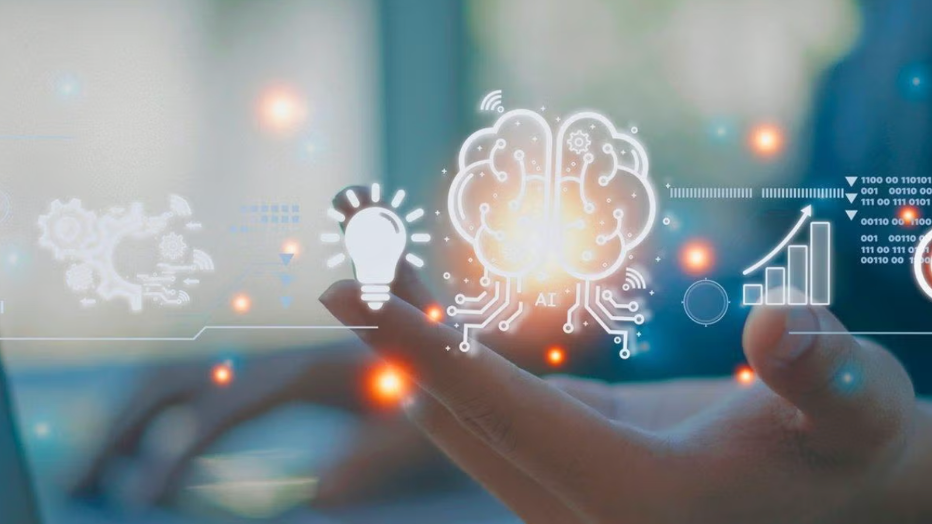 Hand holding an AI image of a brain.