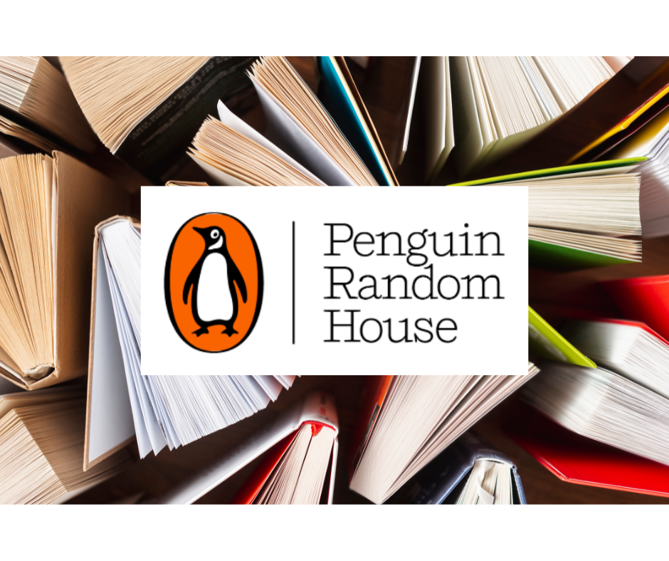 Penguin Random House logo over books