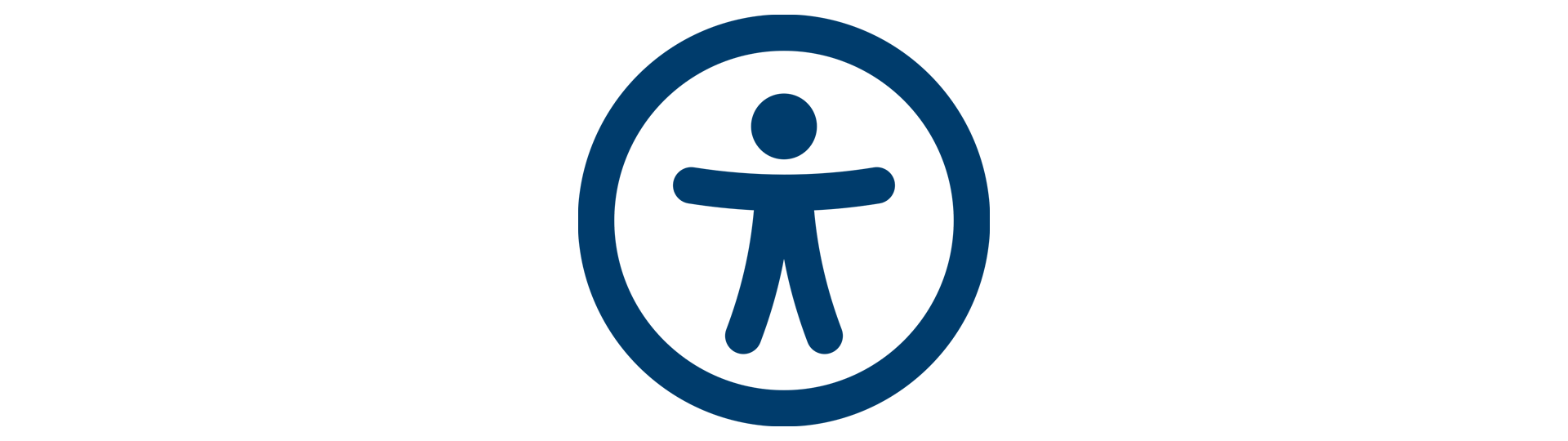 Accessibility logo showing a person surrounded by support